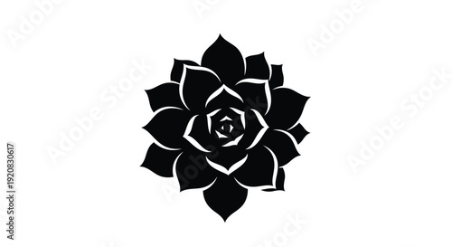 A striking black succulent flower design rendered as a silhouette