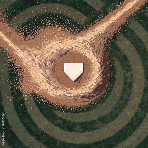 Home plate on baseball field dirt perfect for sportsthemed design elements, team logos, or baseball event promotions.
