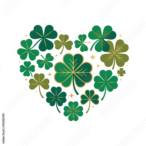Flat vector illustration of a four-leaf clover symbol. Represents luck, fortune, and Irish culture, commonly associated with St. Patrick’s Day