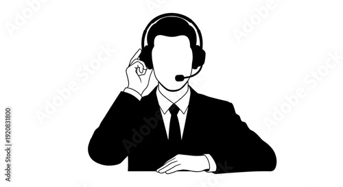 Highly skilled customer service agent vector graphic, embodying professional communication and dedicated technical support, perfect for business and online assistance concepts