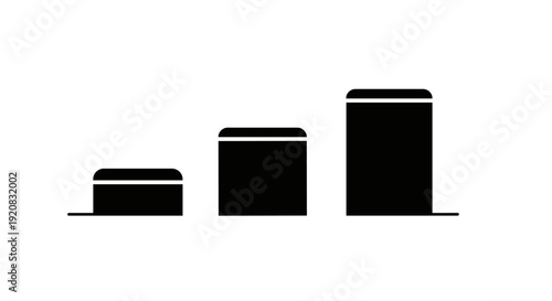 Minimalist vector graphic showcasing a clear progression in three distinct steps, ideal for representing growing data, improving performance, or scalable conceptual metrics visually