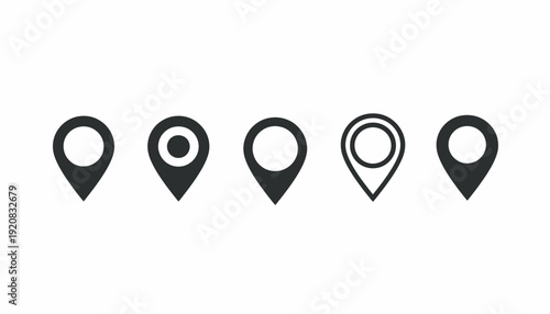 Collection of Simple Map Pin Icons in Various Designs.