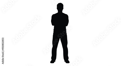 A full body view of a man standing with arms crossed silhouette