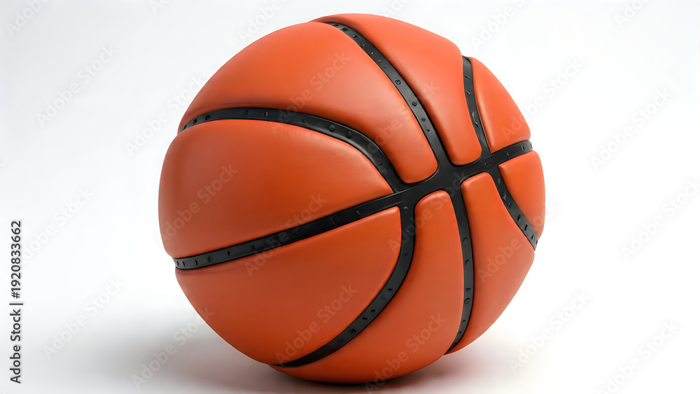 Fototapeta premium A classic basketball resting on a plain background with visible black stitching lines.