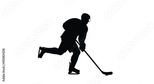 Hockey player in action dynamic pose black form silhouette