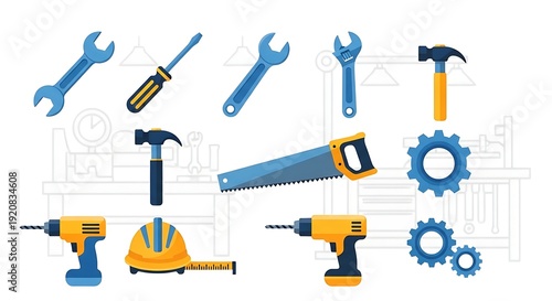 Wallpaper Mural Assorted Tools and Equipment for Construction. Torontodigital.ca