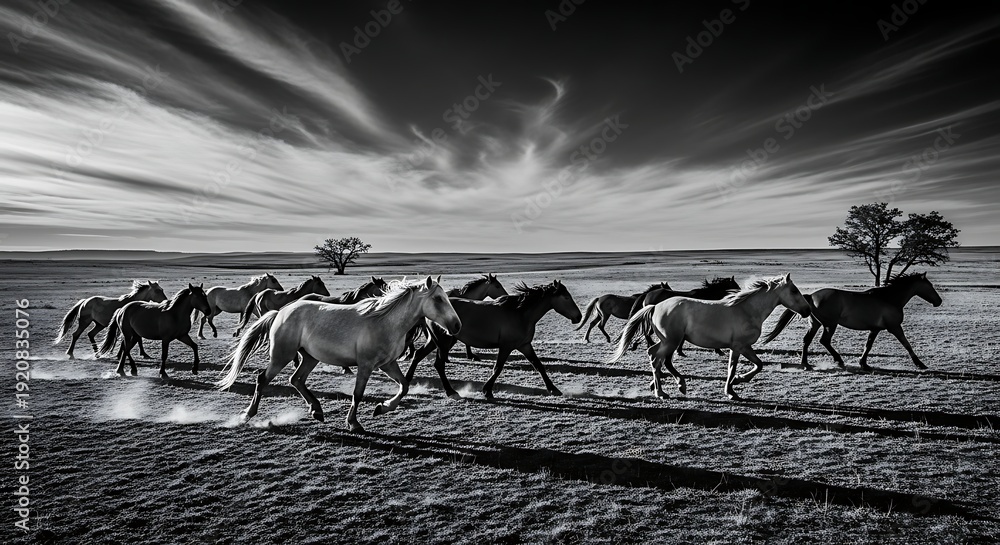custom made wallpaper toronto digitalHorses Running Freely in Open Field.