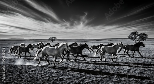 Wallpaper Mural Horses Running Freely in Open Field. Torontodigital.ca