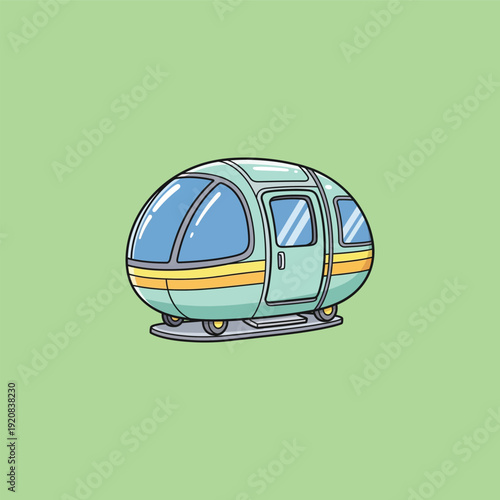 Futuristic Space Age Style Cartoon Helicopter Illustration.