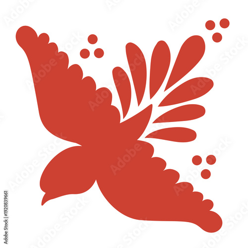 Mexican Talavera Ceramic Tile With Bird. Pattern From Mexico. Traditional Puebla Songbird. Vector Illustration.