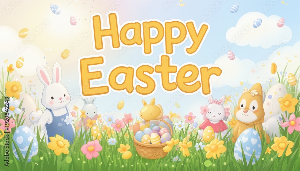Fototapeta premium Happy Easter banner 