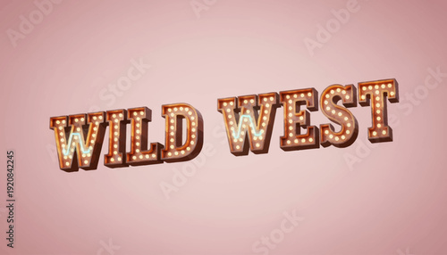 Wild West themed decorative typography on pink background.