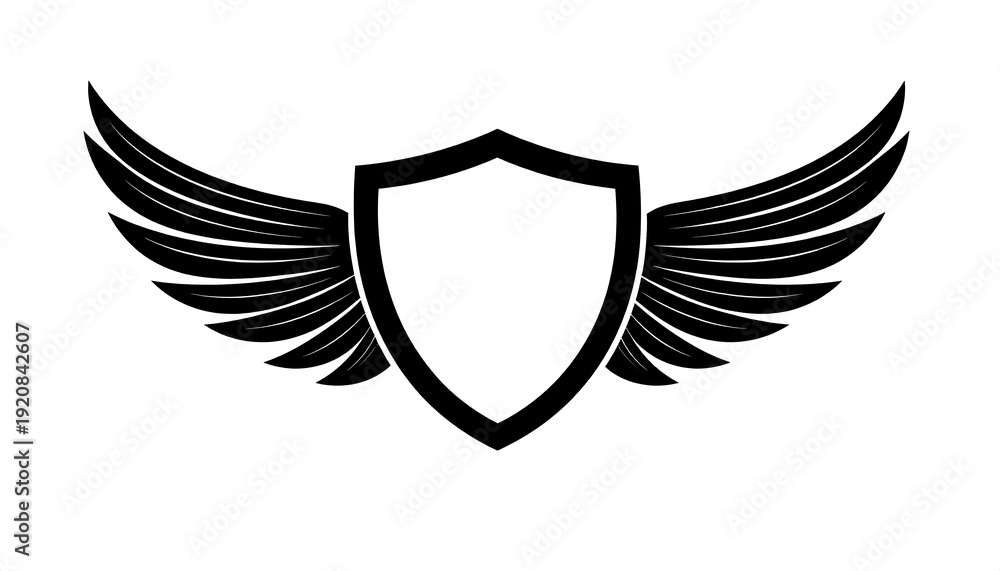 Fototapeta premium A shield icon with wings on a white background