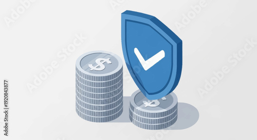 Secure financial protection with shield and coins.