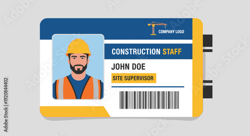 Construction Staff ID Card Template