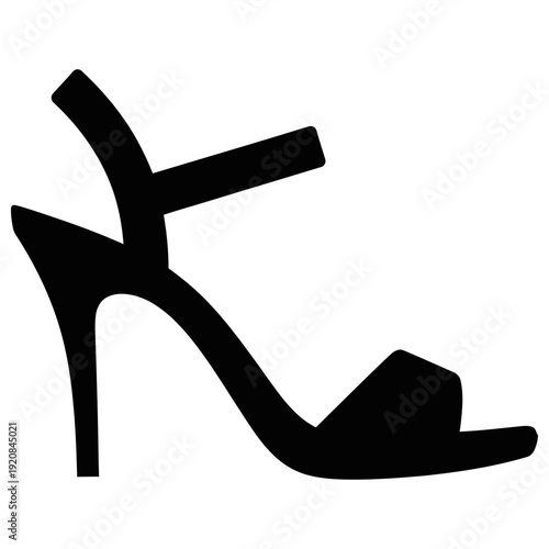 Elegant black high heel silhouette perfect for fashion design inspiration, advertising, and editorial use. This sleek and modern shape exudes luxury and sophistication, ideal for visual projects
