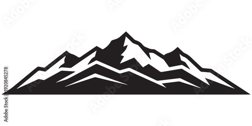 Minimal Black Mountain Range Silhouette Illustration.