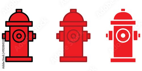 Red Fire Hydrant Flat Icon Illustration.