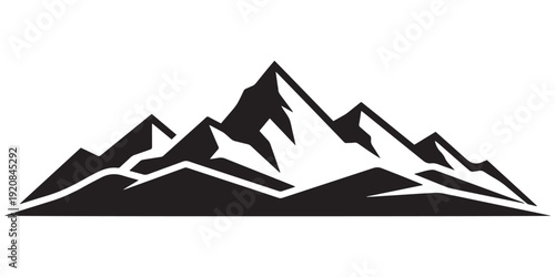 Minimal Black Mountain Range Silhouette Illustration.