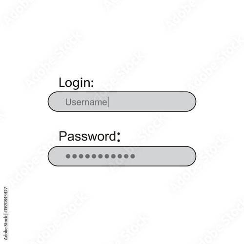 Login and Password Form UI Minimal Interface Illustration.