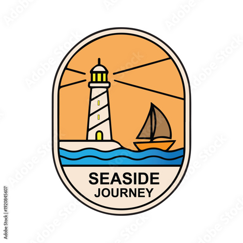 Minimalist Travel Badge Collection Line Art Landscape and Tropical Adventure Icons.