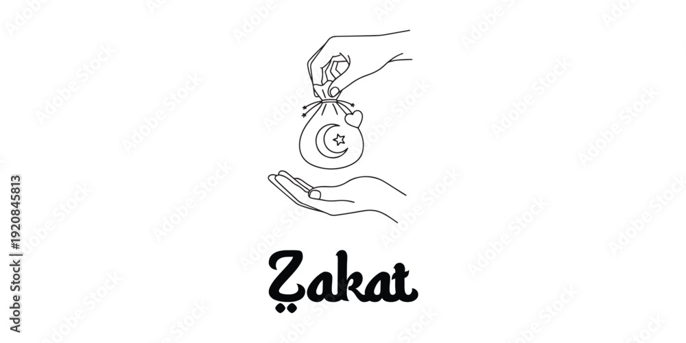 Fototapeta premium Zakat Charity Giving Illustration with Helping Hands Vector Design.