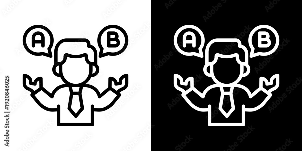 Obraz premium Decision Icon Of Line Black And White Style Vector Illustrationn