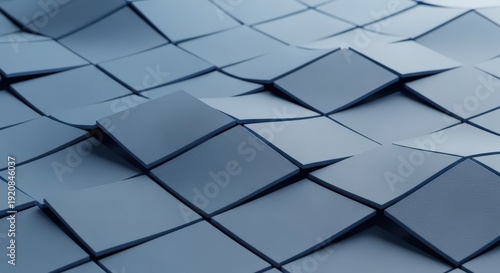 Abstract Blue Wavy Geometric Surface Background with 3D Depth