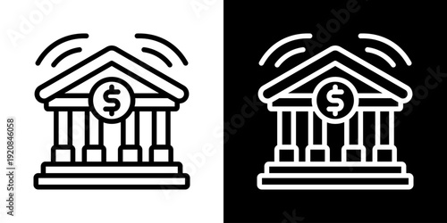Online Banking Icon Of Line Black And White Style Vector Illustrationn