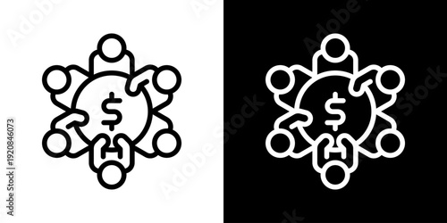 Crowdfunding Icon Of Line Black And White Style Vector Illustrationn