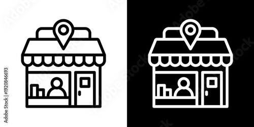 Merchant Icon Of Line Black And White Style Vector illustration
