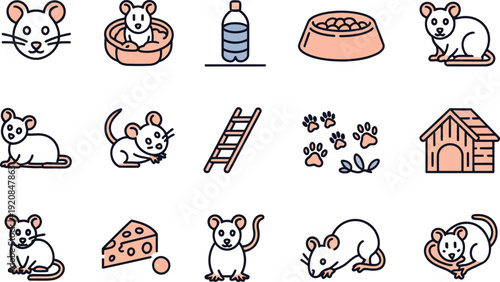 Cute Cartoon Mouse Icons Set Little Rodent Graphics for Web Design, Presentations, and Educational Materials