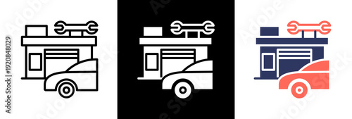 Car Repair Shop triple icon