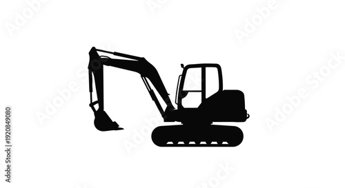 Black excavator machinery illustration a dramatic silhouette
