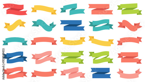 Colorful ribbon banners collection for decoration and design.