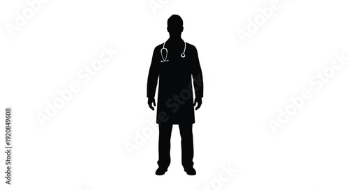 Doctor in uniform facing forward dark outline silhouette