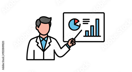 Expert presentation of scientific data and research findings with a clear chart and pie graph, highlighting key performance indicators