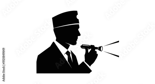 Silhouette of a man in a hat holding a flashlight, symbolizing discovery and investigation