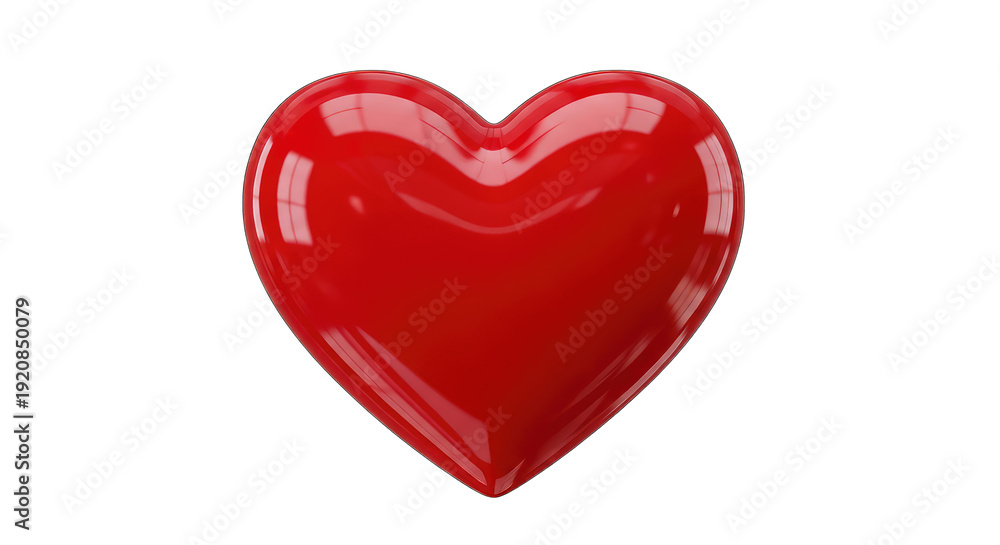 Fototapeta premium A vibrant and glossy red heart shape with a glossy finish and subtle reflections