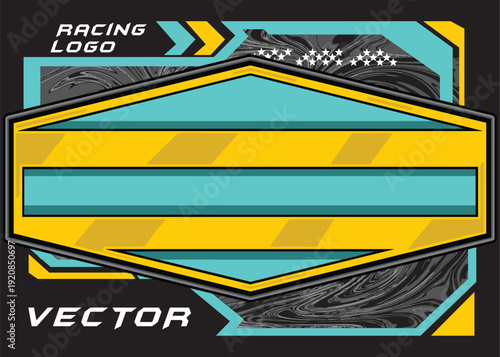 Outline and painted racing logo. Isolated in black background, for t-shirt design, ness purposes.