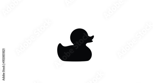 Simple black silhouette of a duck against a white background silhouette
