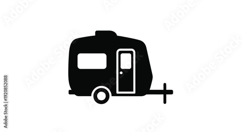 Black caravan trailer icon simple graphic design silhouette