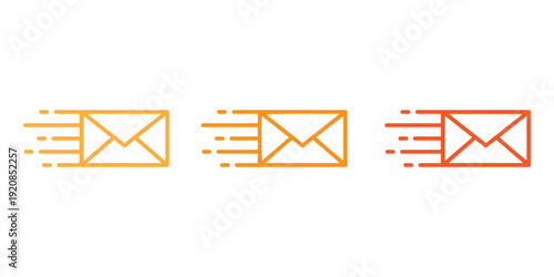 Fast Email Delivery Envelope Icon Set in Minimal Line Vector Style.