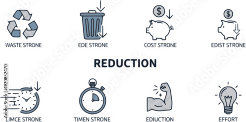 Reduction chart icons. Vector graphic. Editable vector stroke. EPS 10.
