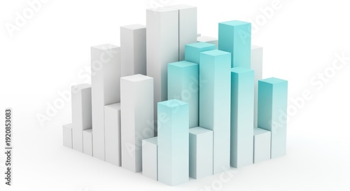 Free Download Abstract 3D Bar Graph in White and Turquoise Minimal Style - GFXLoad