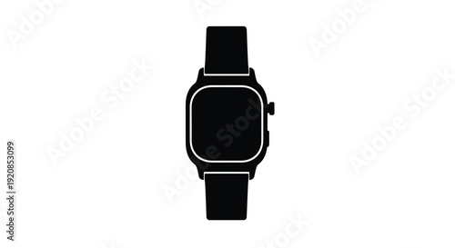 A black smartwatch with a dark band simple design silhouette