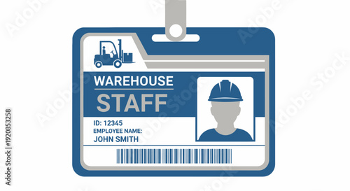 Warehouse Staff ID Badge with Name and Employee Information