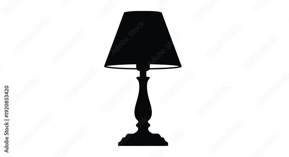 Obraz premium A classic table lamp design in dark outline silhouette