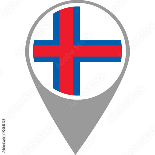 Faroe Islands flag location pin, Faroe Islands flag on location pin, Faroe Islands map pointer in high quality