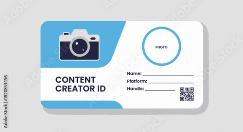Content Creator ID Card Template with Camera Icon